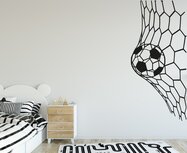 Voetbal in het net muursticker.