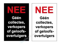 Nee, géén collectes, verkopers of geloofsovertuigers sticker Nee, géén collectes, verkopers of geloofsovertuigers sticker