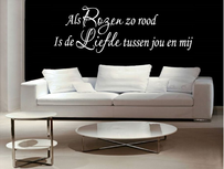 Als rozen zo rood is de liefde tussen jou en mij. Muursticker Als rozen zo rood is de liefde tussen jou en mij. Muursticker