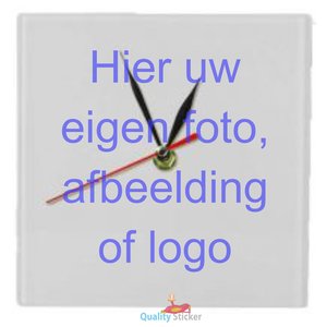 Schrijf een brief Azië Bestaan Grote klok (vierkant) met eigen afbeelding, foto of logo. 28,5 cm -  Qualitysticker.nl - Meer dan alleen stickers
